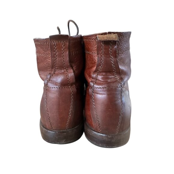 FRYE Leather Combat Boots Men 8.5 Brown Lace Up Distressed Office Vibram Outsole - Picture 8 of 16